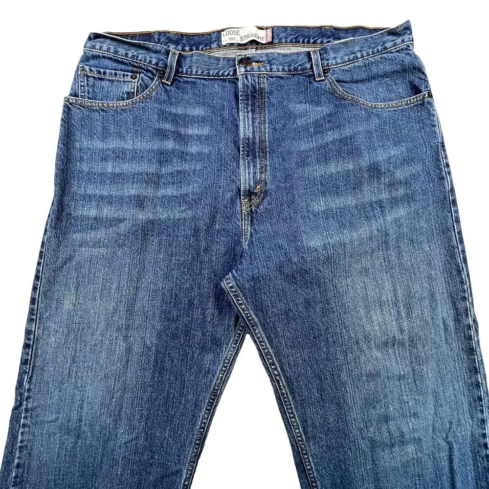 Levis 569 Jeans Mens 44x32 Blue Denim Loose Straight Medium Wash